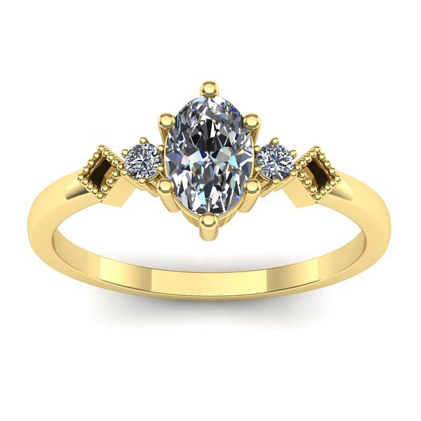 Inel cu safir alb oval