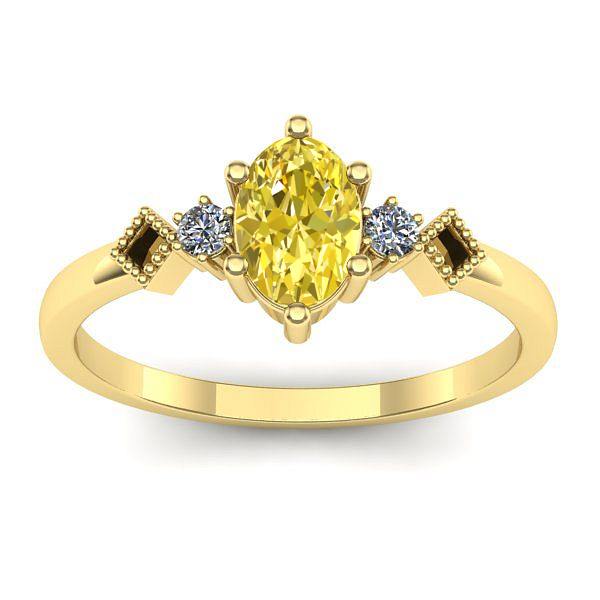 Inel logodna cu safir galben oval