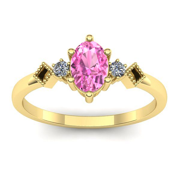 Inel cu safir roz oval