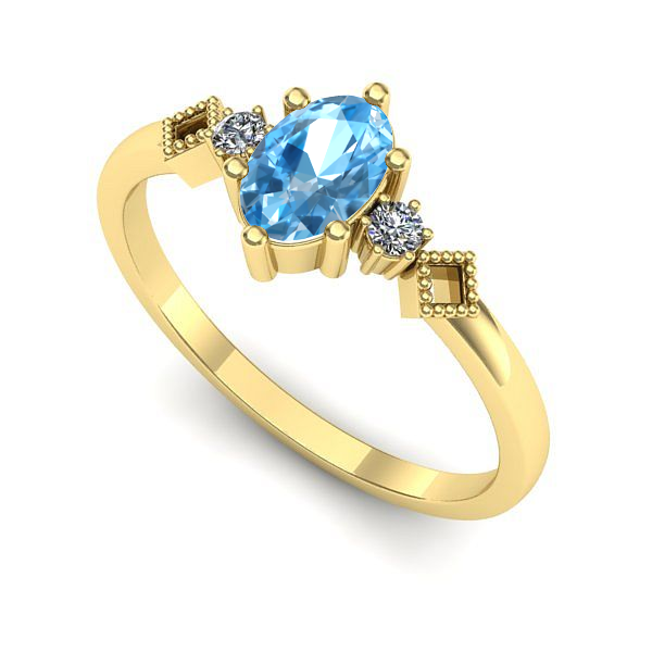 Inel din aur galben cu topaz blue