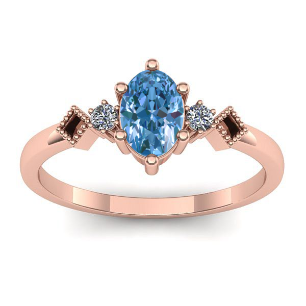 Inel logodna cu diamant de laborator albastru oval