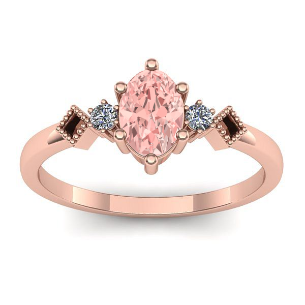 Inel de logodna cu diamant de laborator roz oval