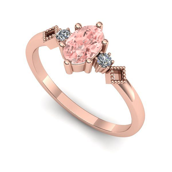 Inel de logodna din aur roz cu diamant de laborator roz