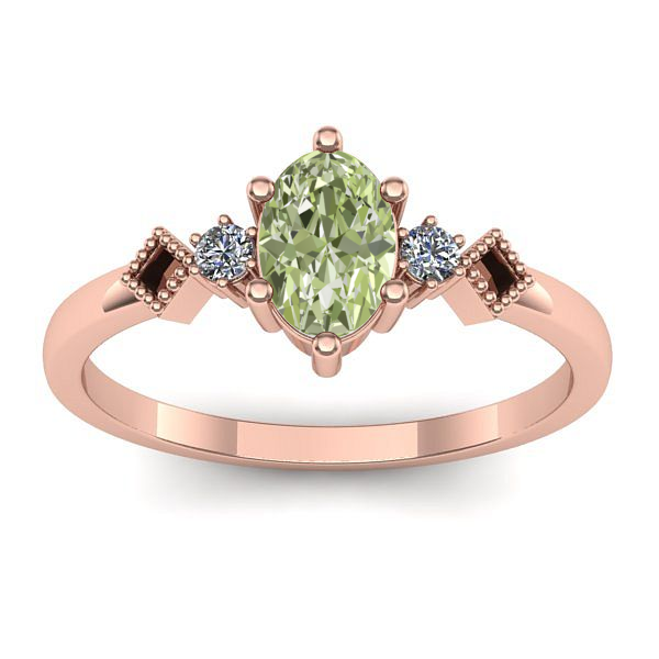 Inel cu diamant de laborator verde oval