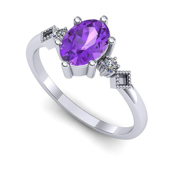 Inel de logodna din aur alb cu ametist