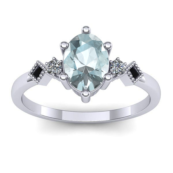 Inel cu aquamarin oval