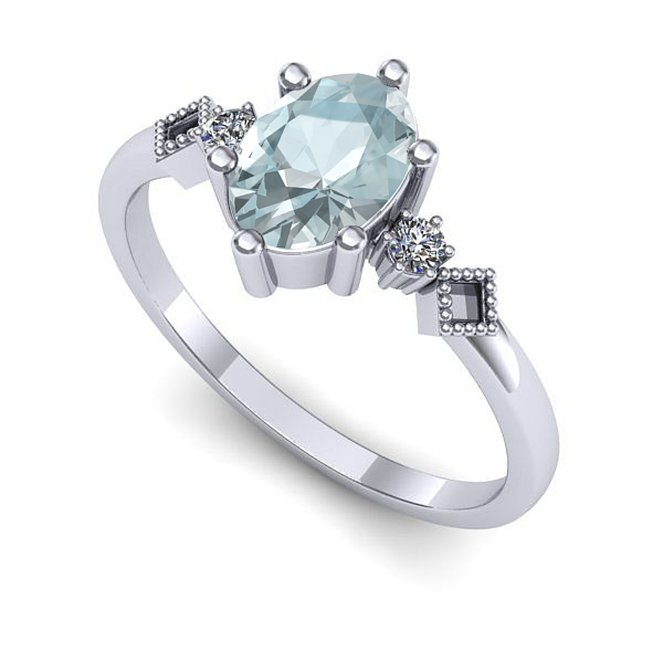 Inel de logodna din aur alb cu aquamarin