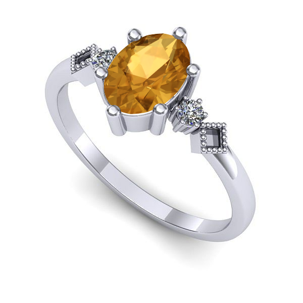 Inel logodna din aur alb cu citrin