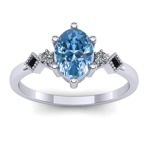 Inel cu diamant de laborator albastru oval