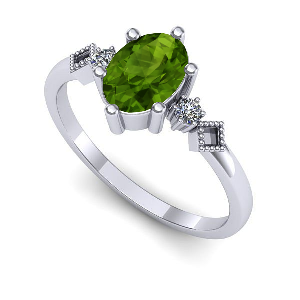 Inel logodna din aur alb cu peridot