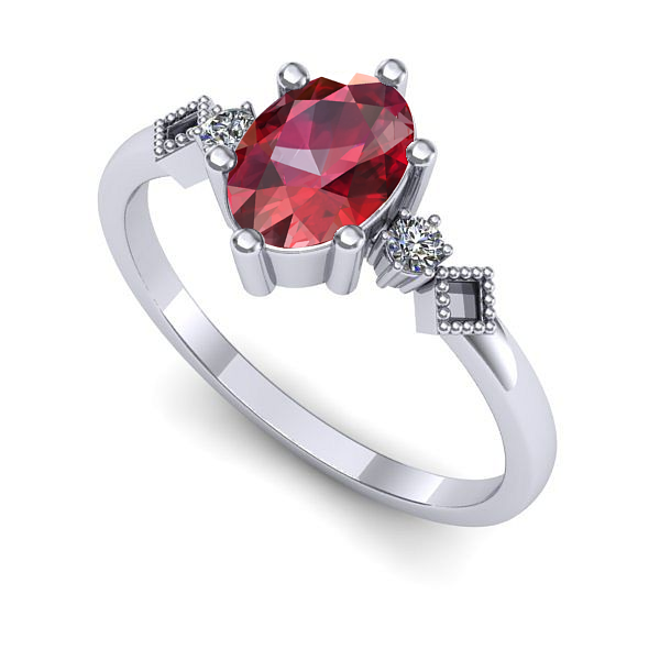 Inel din aur alb cu rubin