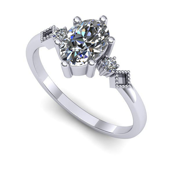 Inel din aur alb cu diamant de laborator