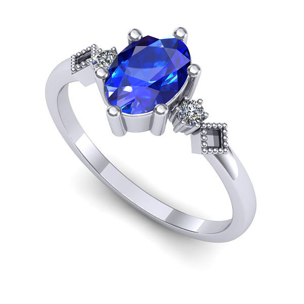 Inel din aur alb cu safir