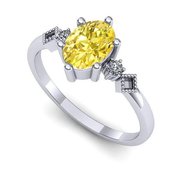 Inel din aur alb cu safir galben