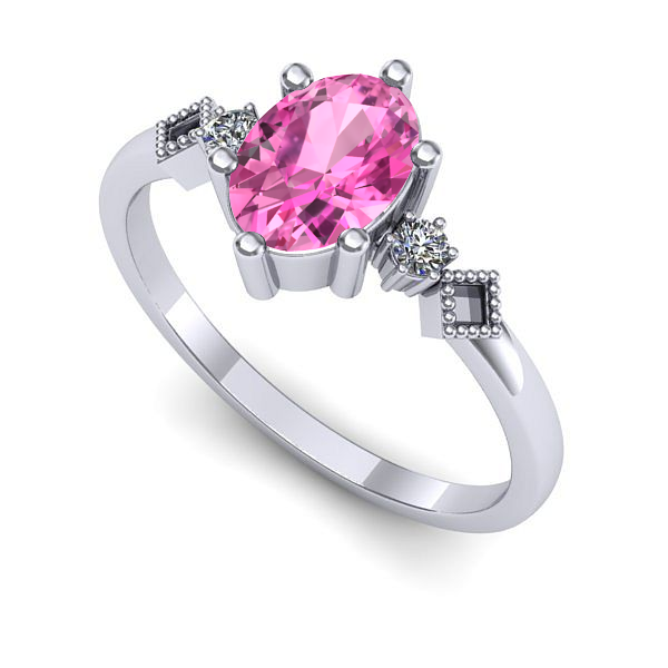 Inel logodna din aur alb cu safir roz