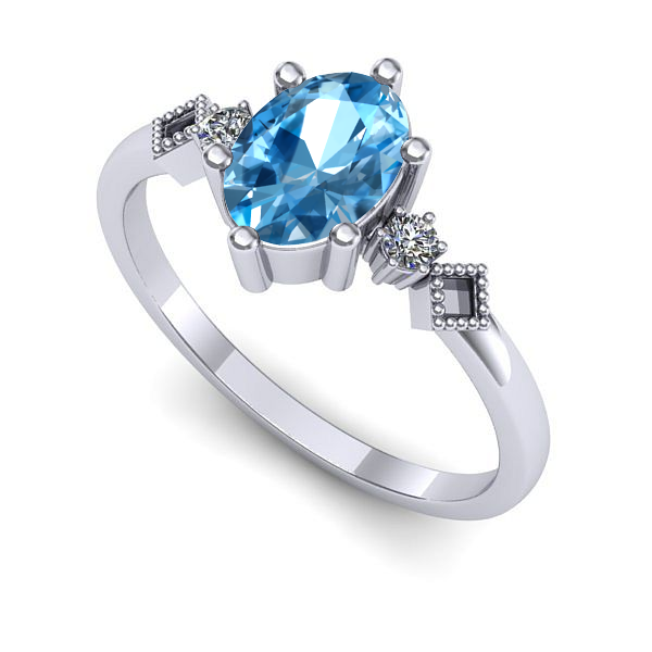 Inel logodna din aur alb cu topaz blue