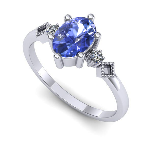 Inel din aur alb cu tanzanit