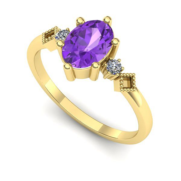 Inel de logodna din aur galben cu ametist