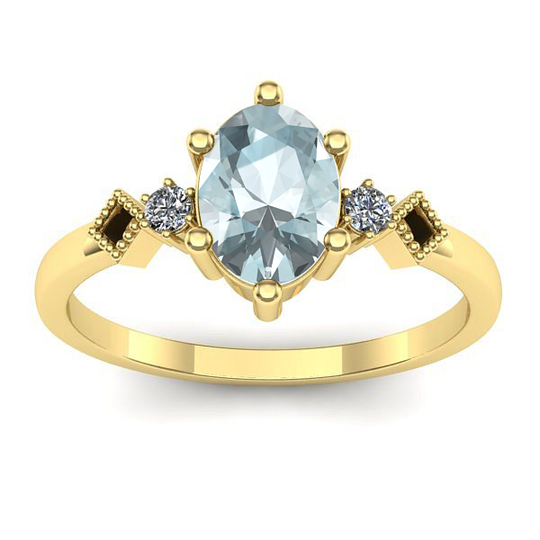 Inel de logodna cu aquamarin oval