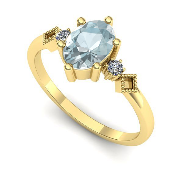 Inel din aur galben cu aquamarin