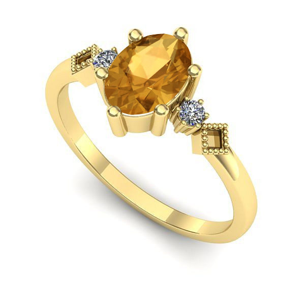 Inel de logodna din aur galben cu citrin