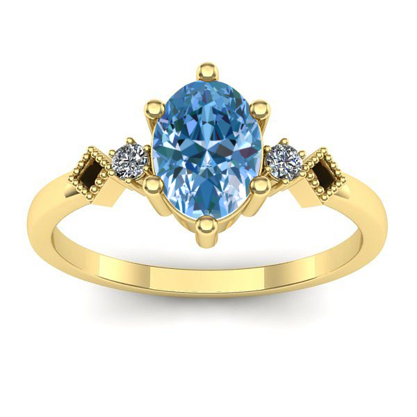 Inel de logodna cu diamant de laborator albastru oval