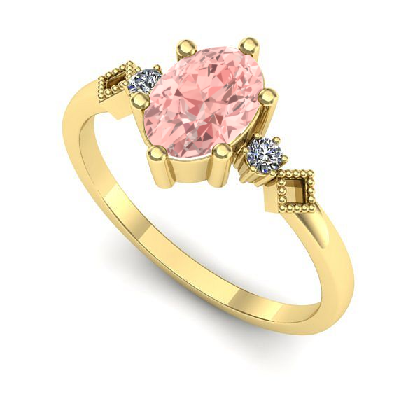 Inel de logodna din aur galben cu diamant de laborator roz