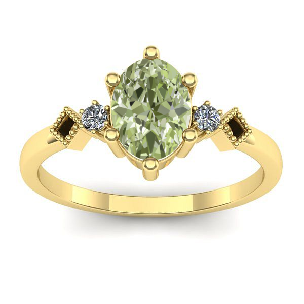 Inel logodna cu diamant de laborator verde oval