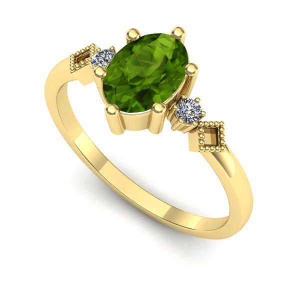 Inel din aur galben cu peridot