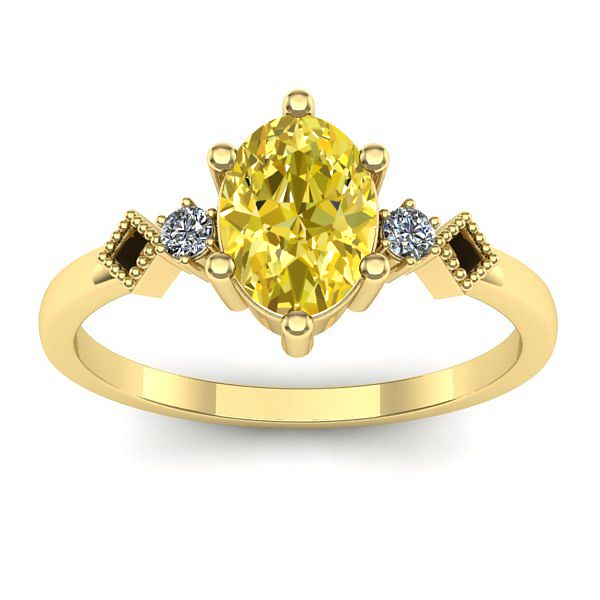 Inel logodna cu safir galben oval