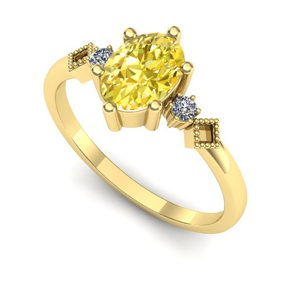 Inel logodna din aur galben cu safir galben