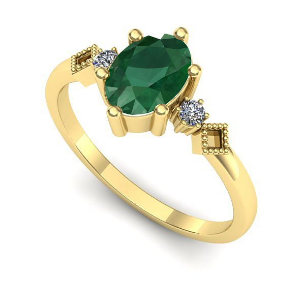 Inel din aur galben cu smarald