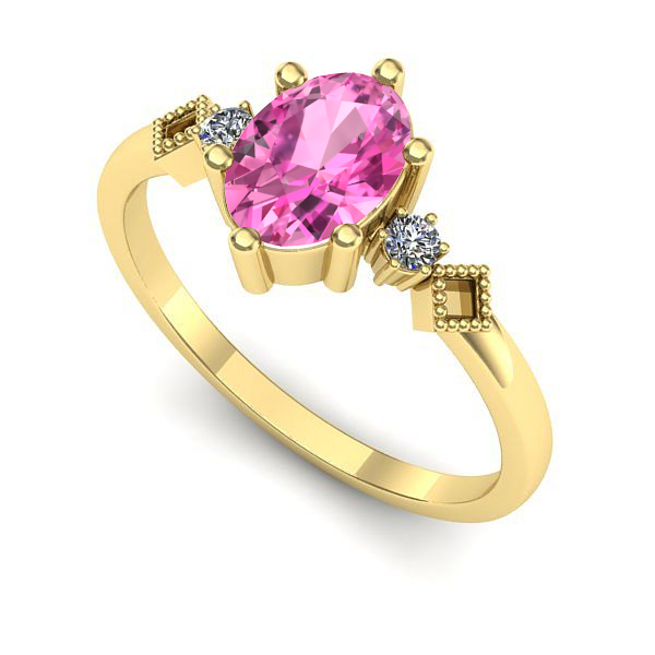 Inel de logodna din aur galben cu safir roz