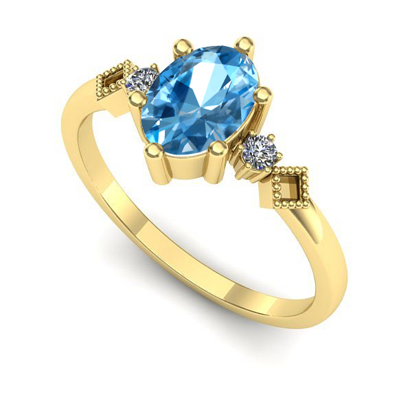 Inel din aur galben cu topaz blue