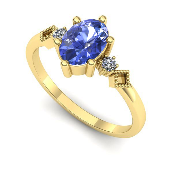 Inel de logodna din aur galben cu tanzanit
