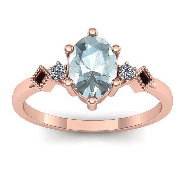 Inel cu aquamarin oval