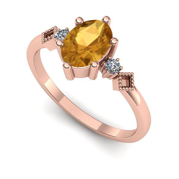 Inel din aur roz cu citrin