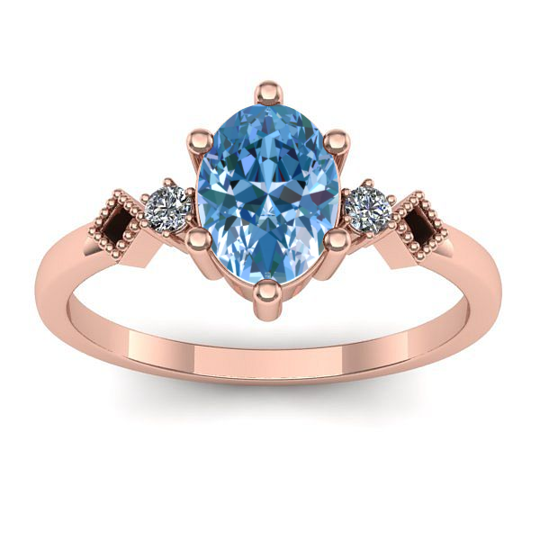 Inel cu diamant de laborator albastru oval