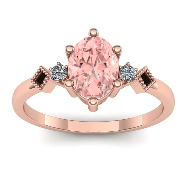 Inel de logodna cu diamant de laborator roz oval