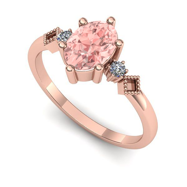 Inel din aur roz cu diamant de laborator roz