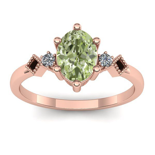 Inel de logodna cu diamant de laborator verde oval