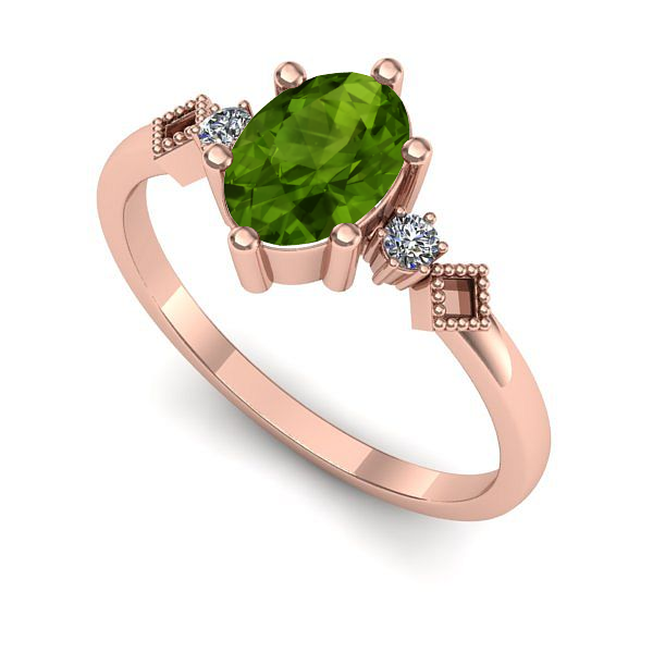 Inel de logodna din aur roz cu peridot