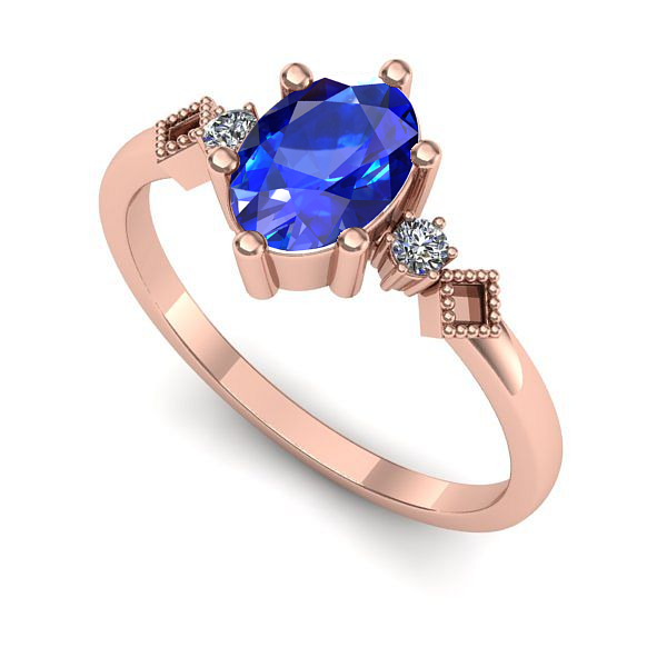 Inel logodna din aur roz cu safir