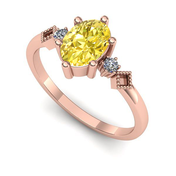 Inel de logodna din aur roz cu safir galben