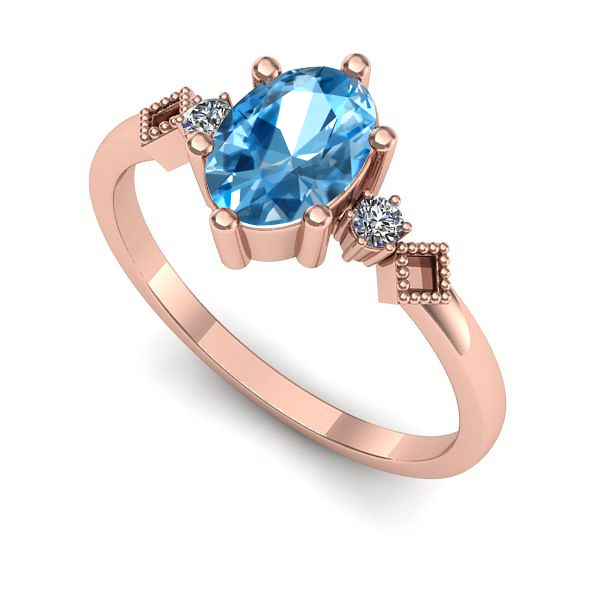 Inel de logodna din aur roz cu topaz blue