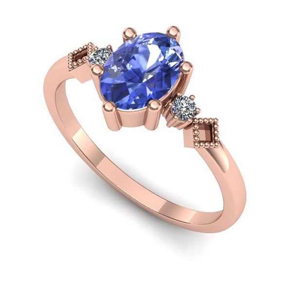 Inel de logodna din aur roz cu tanzanit