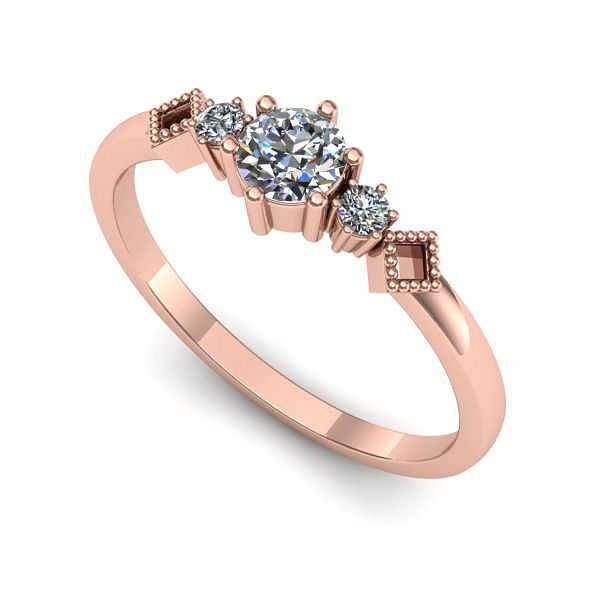 Inel logodna din aur roz cu diamant