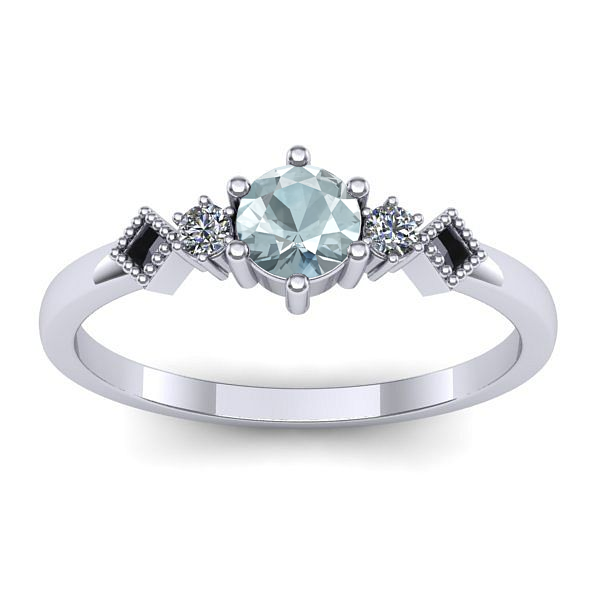 Inel cu aquamarin rotund