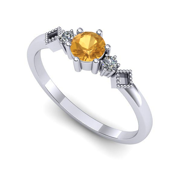 Inel din aur alb cu citrin