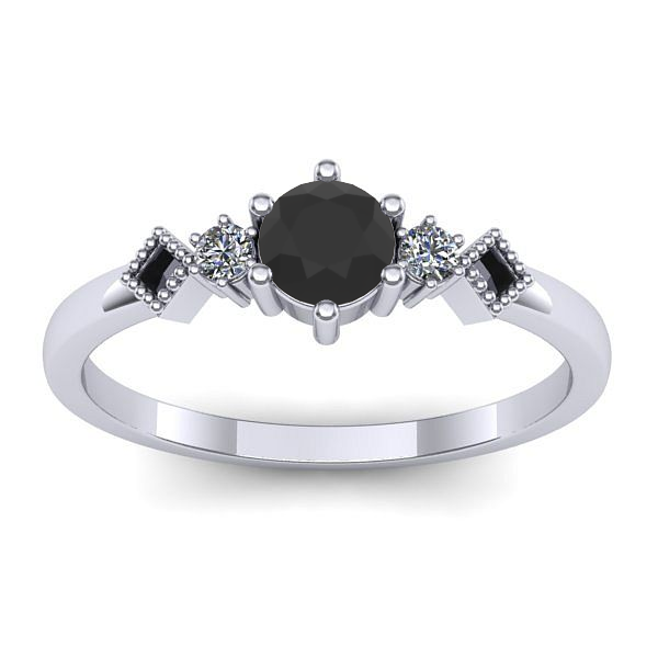 Inel de logodna cu diamant negru rotund
